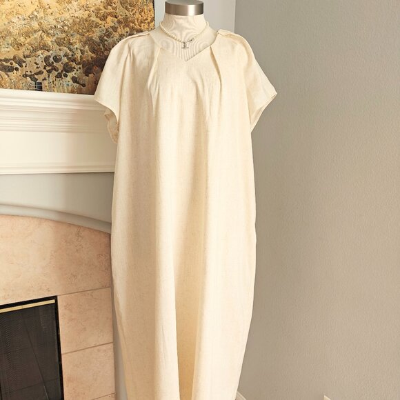 NWT Oversized Linen Blend Maxi Dress - Picture 3 of 8